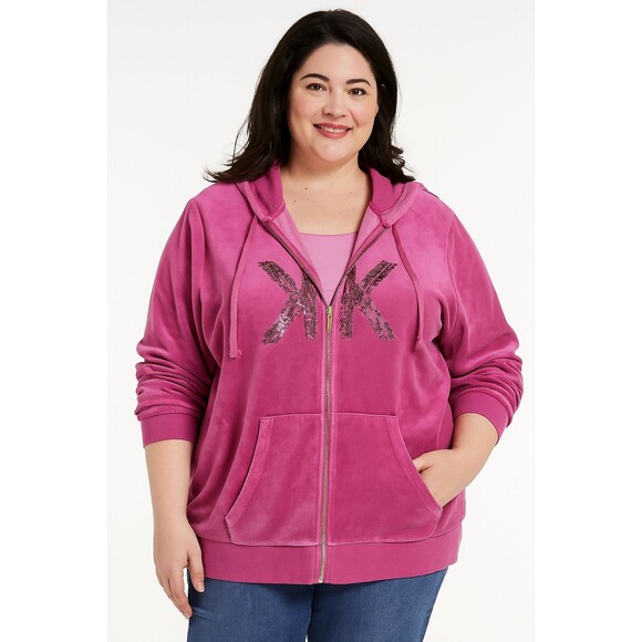 Kardashian Kurves hoodie KK Pink Embellished Zip up 20W - Picture 1 of 4